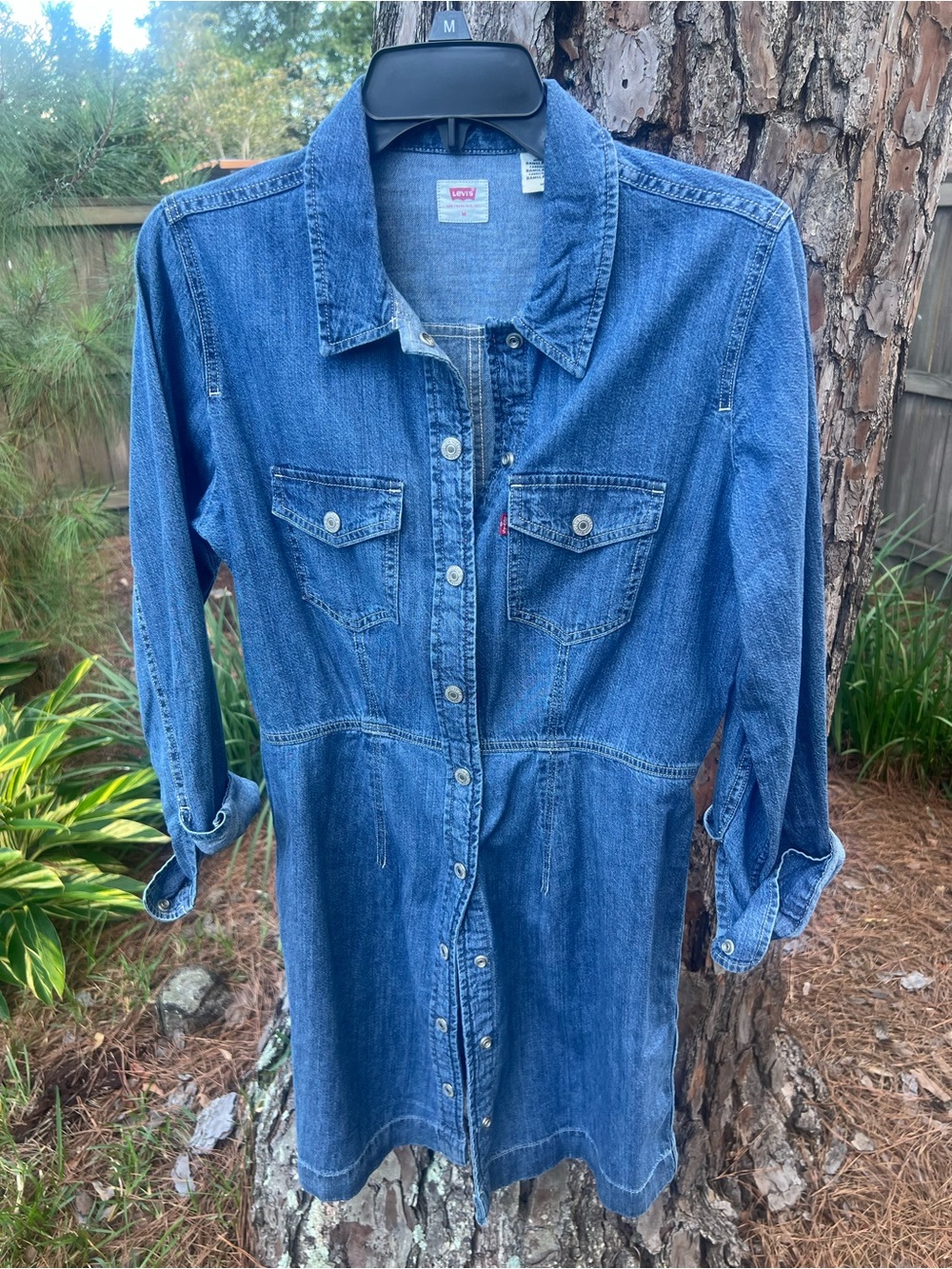 Levi's Medium Blue Denim Long Sleeve Shirt Dress